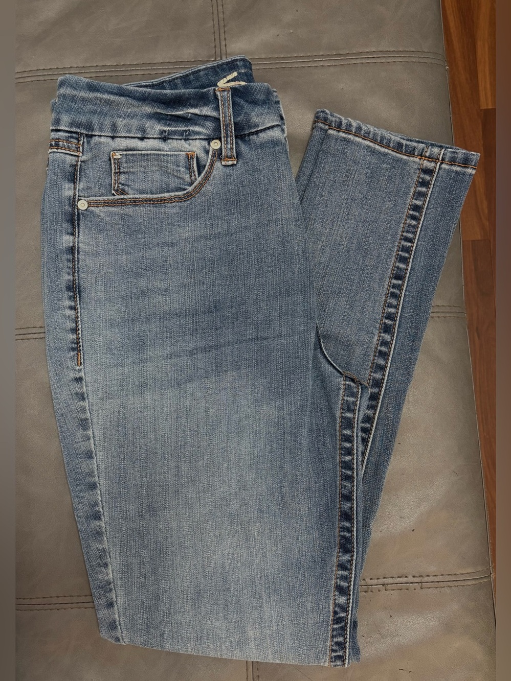 Seven 7 Tummyless High Rise Skinny Blue Jeans Size 12 Stretchy Comfortable GUC